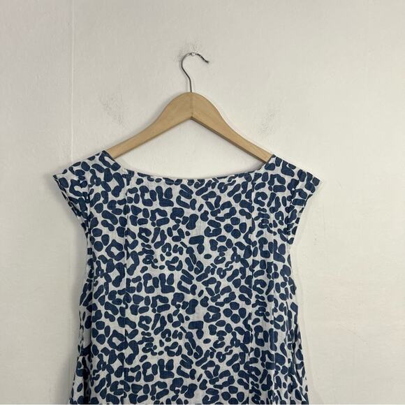 Piazza Del Tempio Italian 100% Linen Cap Sleeve Flowy Midi Dress w/ Waist Tie - Picture 11 of 16